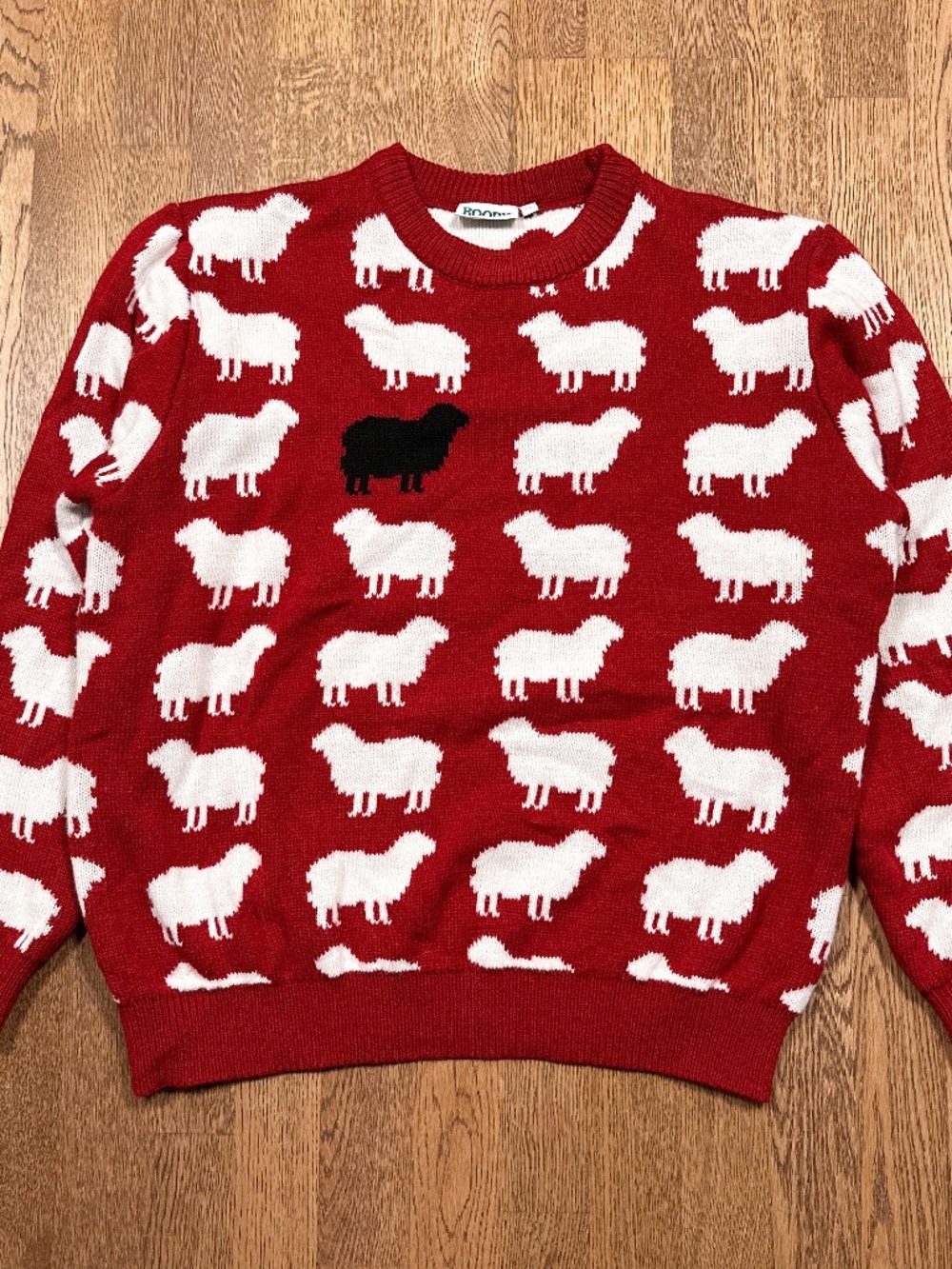 Roody Acrylic Princess Diana Inspired Black Sheep Red Sweater Mens XL